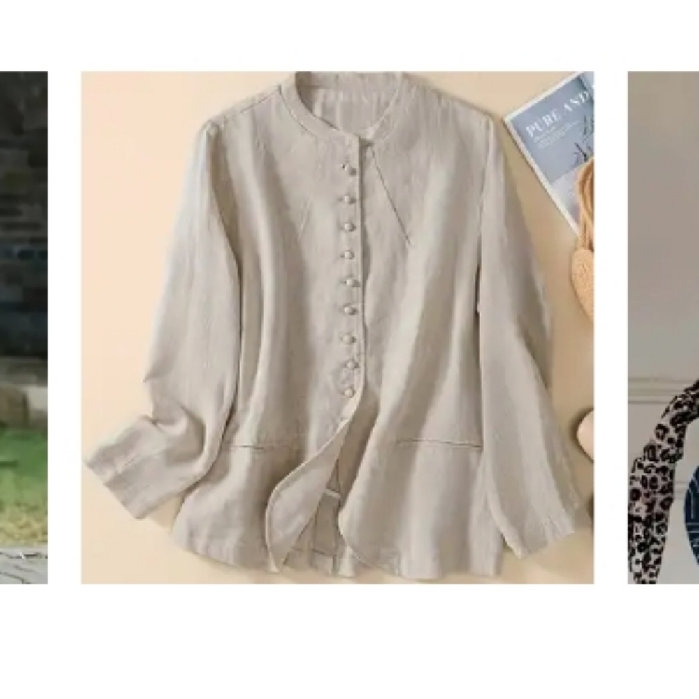 Elegant Beige Button-Up Linen Blazer